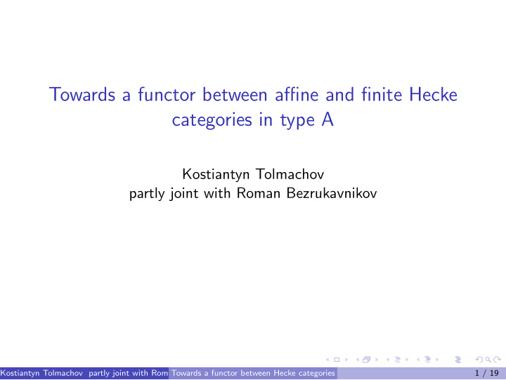 towards a functor between affine and finite hecke