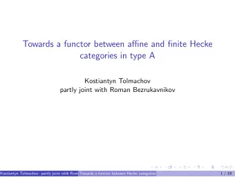 Towards a functor between affine and finite Hecke  categories in type A  Kostiantyn Tolmachov