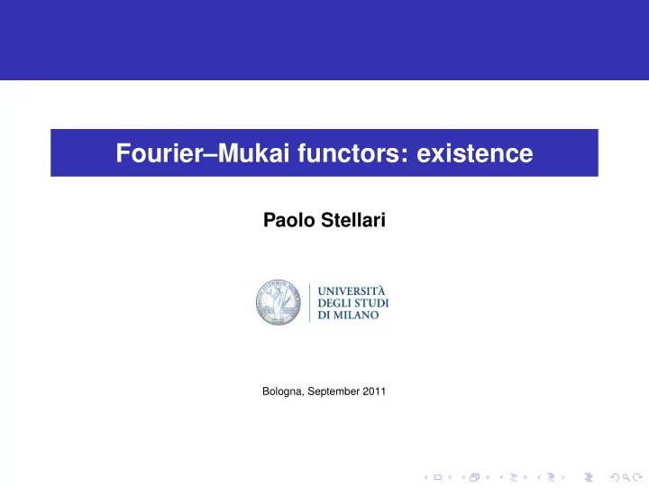 fourier mukai functors existence