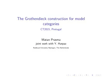 The Grothendieck construction for model  categories  CT2015, Protugal  Matan Prasma  joint work