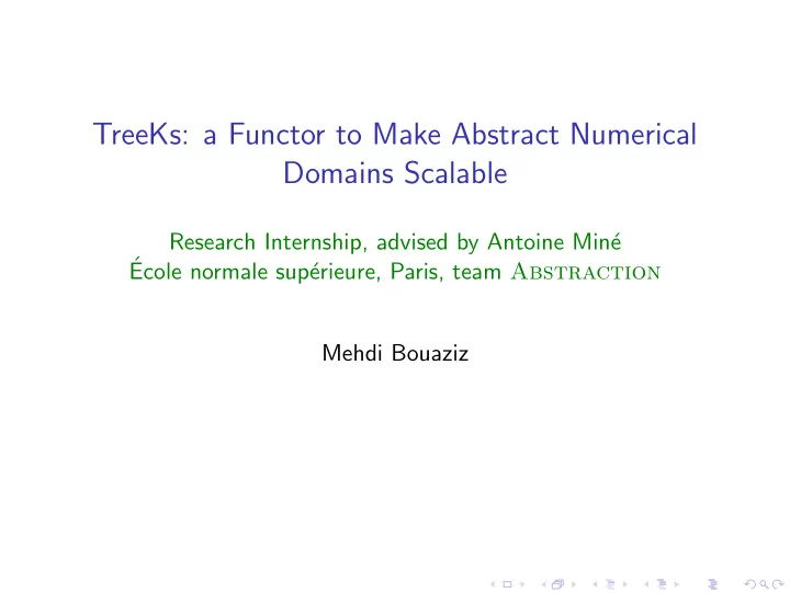treeks a functor to make abstract numerical domains