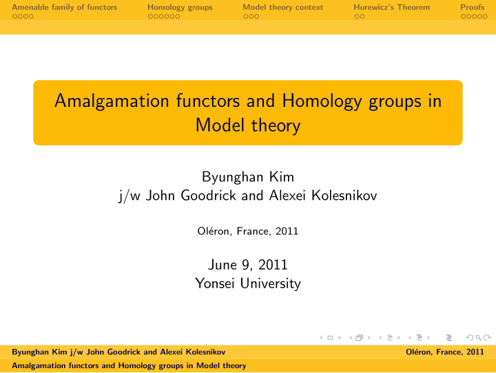 amalgamation functors and homology groups in model theory