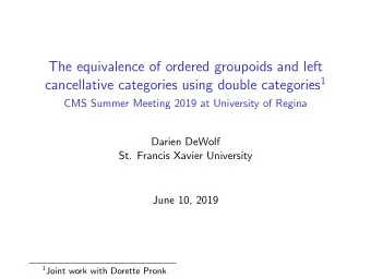 The equivalence of ordered groupoids and left cancellative categories using double categories 1