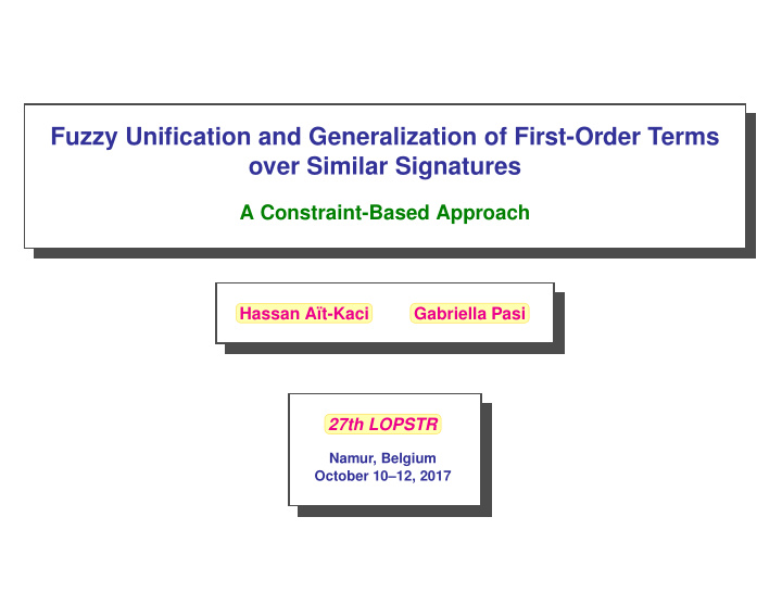 fuzzy unification and generalization of first order terms
