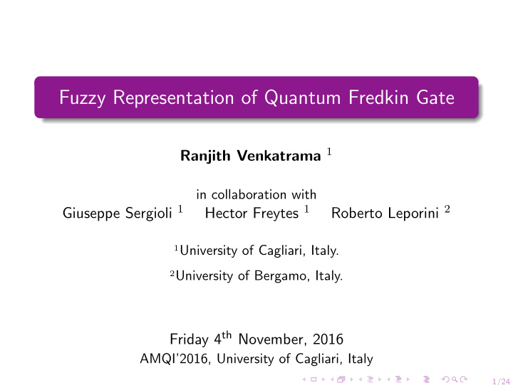 fuzzy representation of quantum fredkin gate