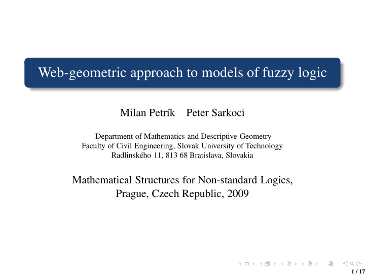 web geometric approach to models of fuzzy logic