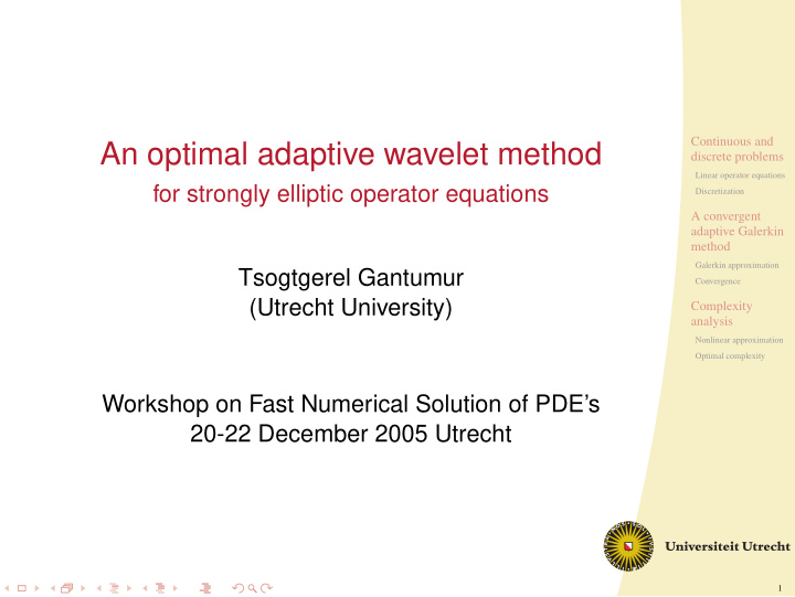 an optimal adaptive wavelet method