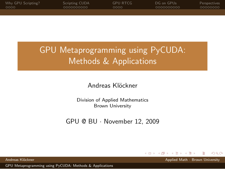 gpu metaprogramming using pycuda methods applications