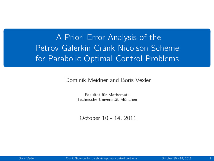 a priori error analysis of the petrov galerkin crank