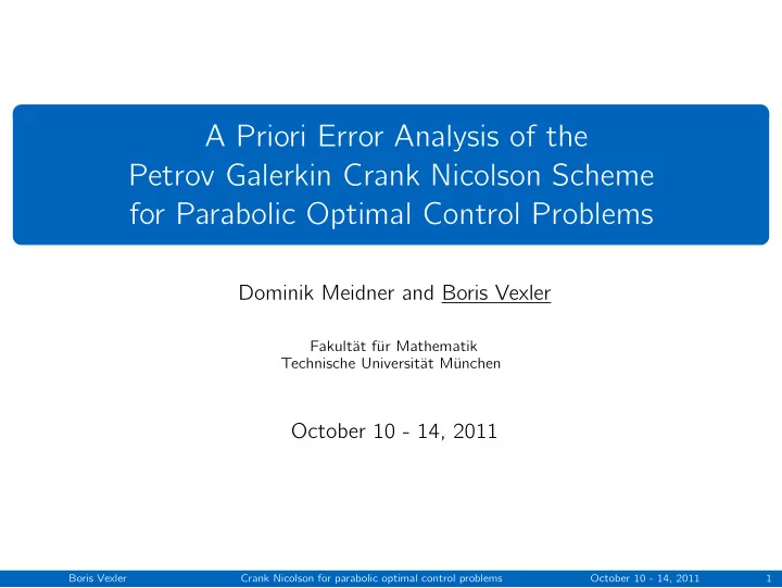 a priori error analysis of the petrov galerkin crank