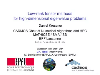 Low-rank tensor methods  for high-dimensional eigenvalue problems  Daniel Kressner  CADMOS Chair of