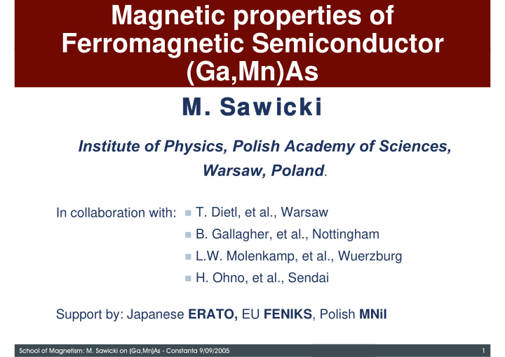 magnetic properties of ferromagnetic semiconductor ga mn