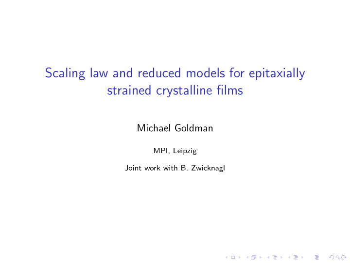 scaling law and reduced models for epitaxially strained