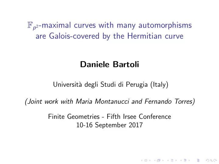 f p 2 maximal curves with many automorphisms are galois