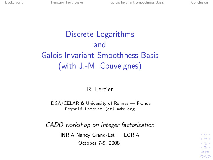 discrete logarithms and galois invariant smoothness basis