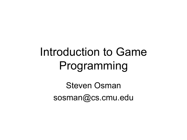 introduction to game programming