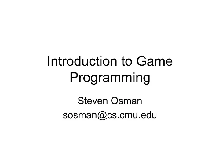 introduction to game programming