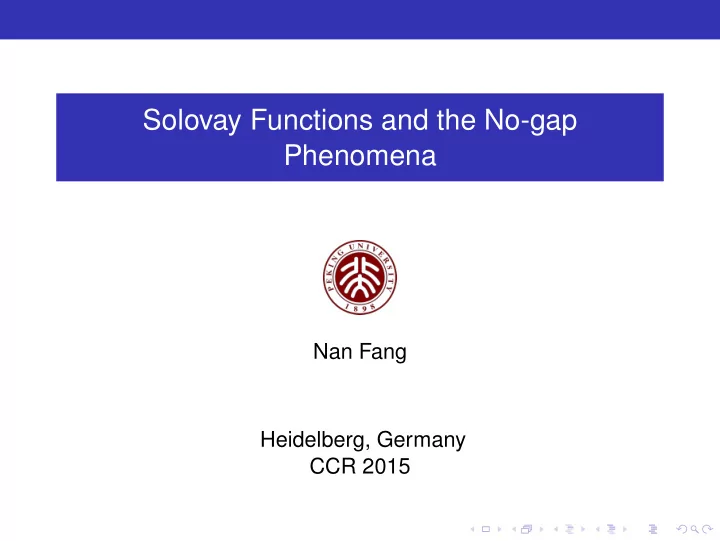 solovay functions and the no gap phenomena