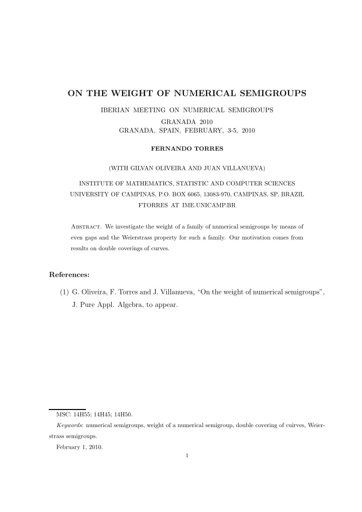 on the weight of numerical semigroups