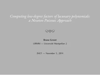 Computing low-degree factors of lacunary polynomials:  a Newton-Puiseux Approach  Bruno Grenet