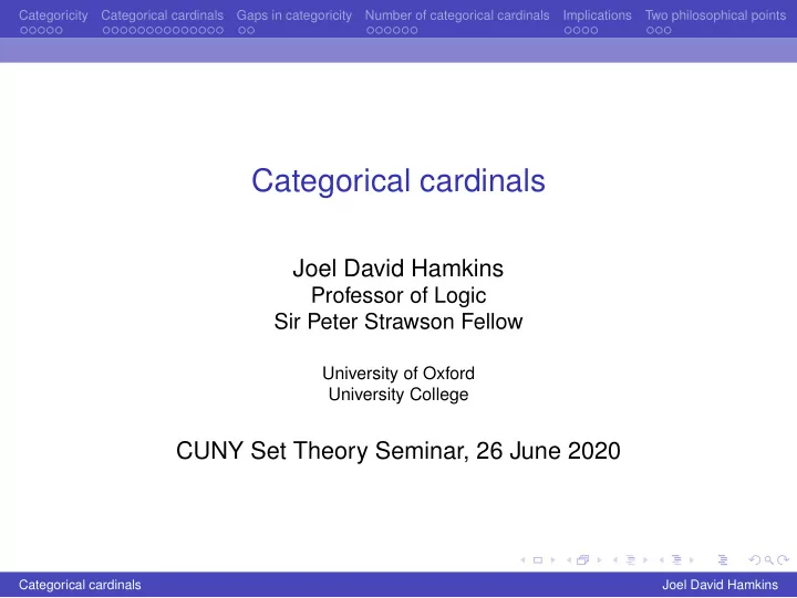 categorical cardinals