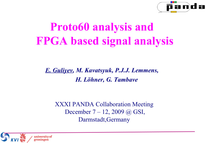 proto60 analysis and fpga based signal analysis
