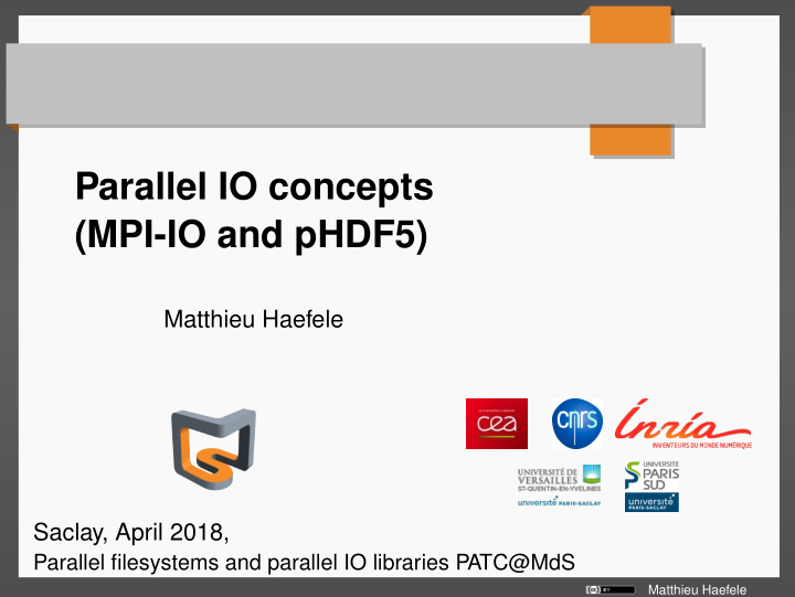 parallel io concepts mpi io and phdf5