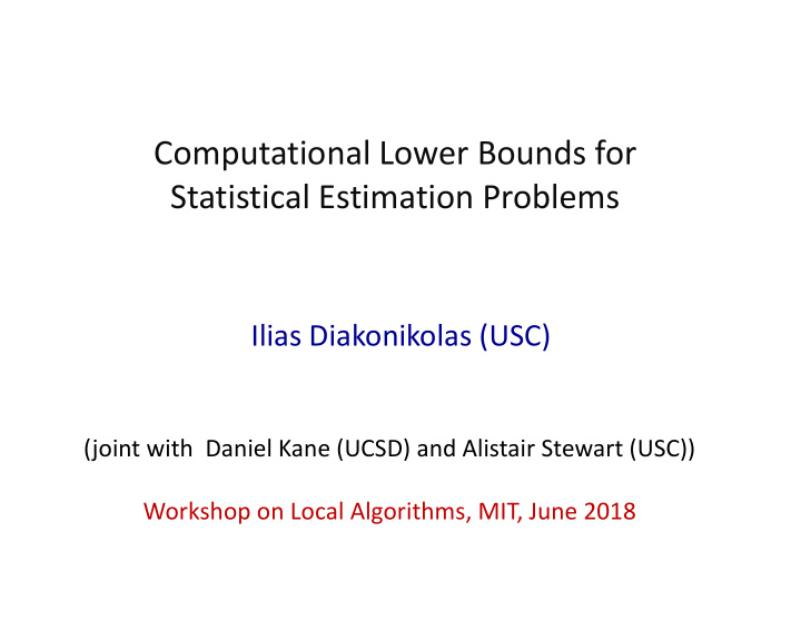computational lower bounds for statistical estimation