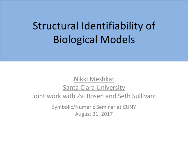 structural identifiability of