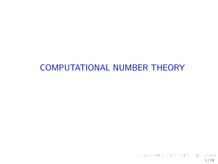 computational number theory