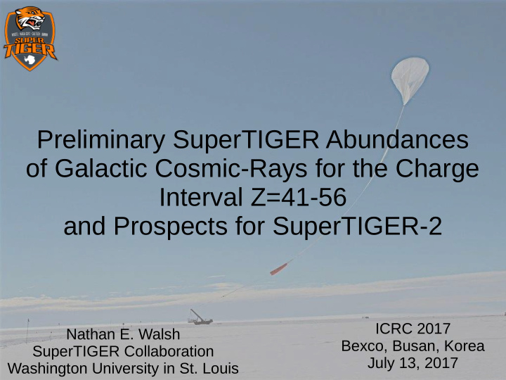 preliminary supertiger abundances of galactic cosmic rays