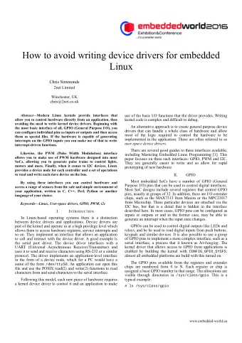 How to avoid writing device drivers for embedded  Linux  Chris Simmonds  2net Limited  Winchester,