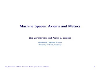 Machine Spaces: Axioms and Metrics  J  org Zimmermann and Armin B. Cremers  Institute of Computer
