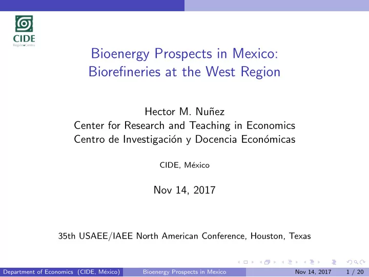 bioenergy prospects in mexico biorefineries at the west