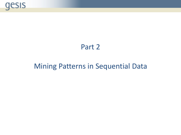 mining patterns in sequential data