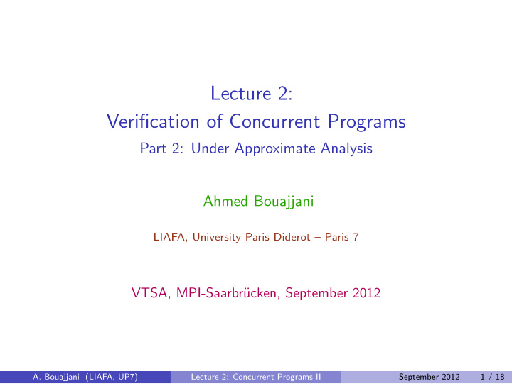 lecture 2 verification of concurrent programs