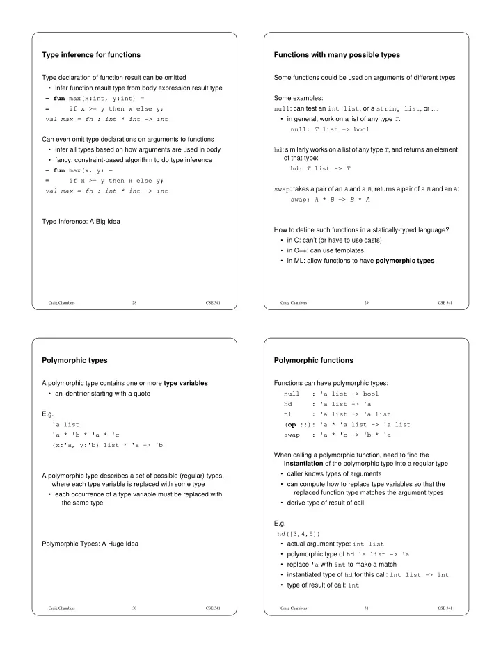 type inference for functions functions with many possible