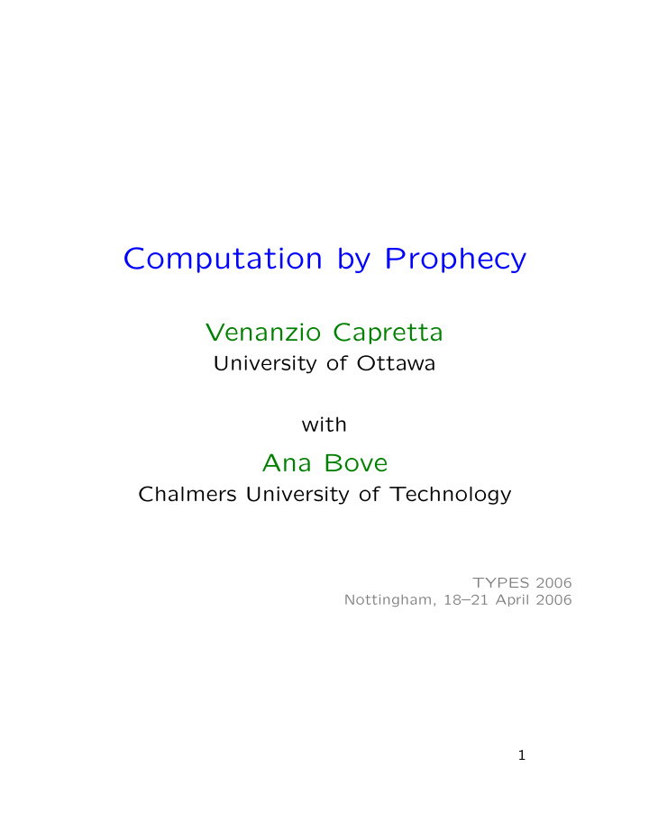 computation by prophecy