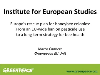 Ins$tute  for  European  Studies        Europes  rescue  plan  for