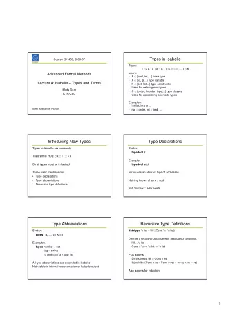 1  Datatypes Generally  This Scheme Does Not Always Work datatype (  1 ,...,  n ) K =