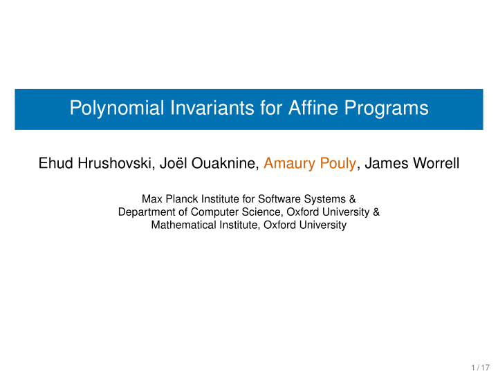 polynomial invariants for affine programs