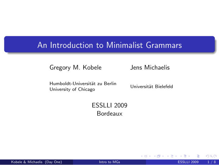 an introduction to minimalist grammars