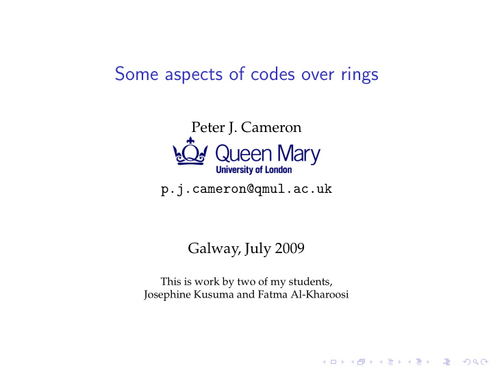some aspects of codes over rings
