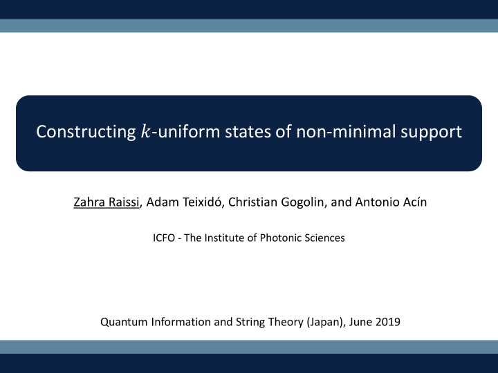 constructing uniform states of non minimal support