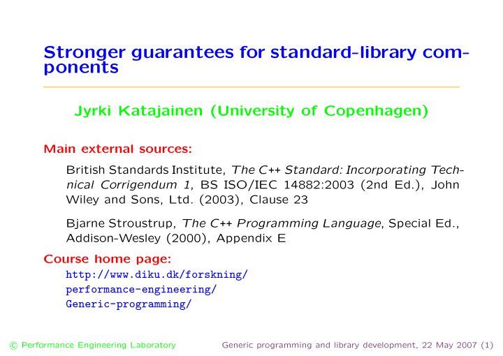 stronger guarantees for standard library com ponents