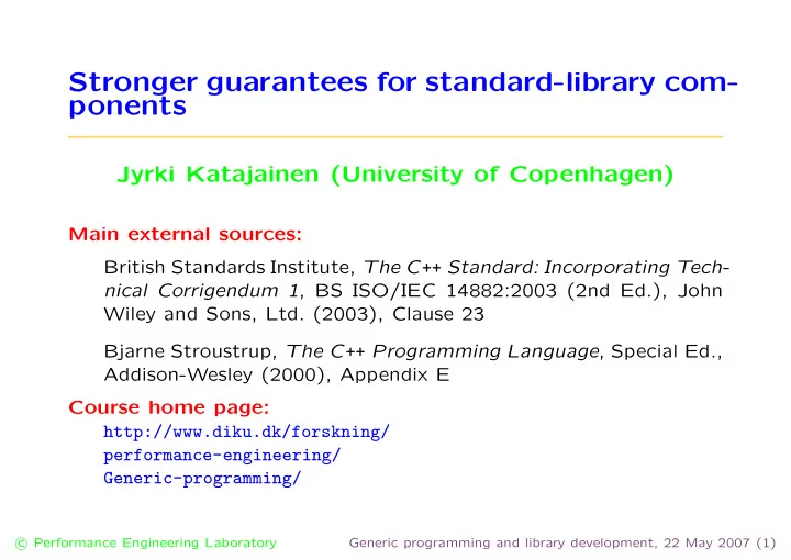 stronger guarantees for standard library com ponents