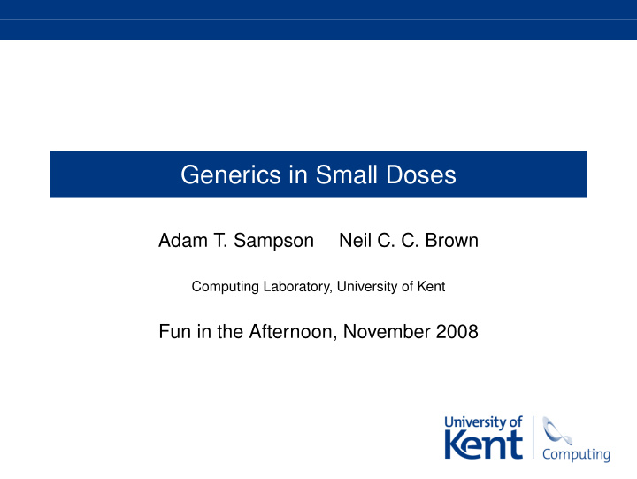 generics in small doses