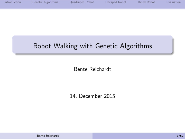 robot walking with genetic algorithms