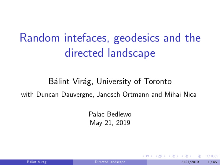 random intefaces geodesics and the directed landscape