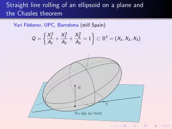 Straight line rolling of an ellipsoid on a plane and  the Chasles theorem  Yuri F  edorov, UPC,